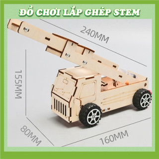 Xe thang thủy lực - Học liệu giáo dục STEM STEAM - Đồ chơi lắp ghép gỗ