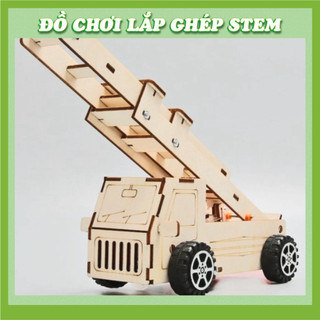 Xe thang thủy lực - Học liệu giáo dục STEM STEAM - Đồ chơi lắp ghép gỗ