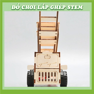 Xe thang thủy lực - Học liệu giáo dục STEM STEAM - Đồ chơi lắp ghép gỗ