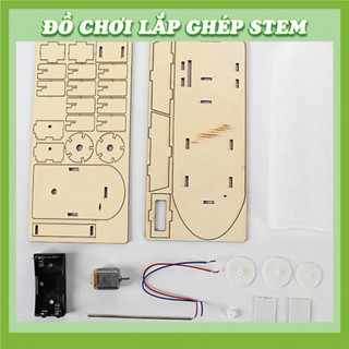 Ca Nô/Tàu Thủy Mẫu 2 - Học liệu giáo dục STEM STEAM - Đồ chơi lắp ghép gỗ
