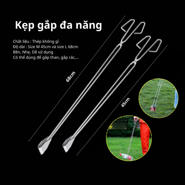 Kẹp Gắp Rác Dã Ngoại Chất Liệu Thép Không Gỉ Tiện Lợi, Kẹp Gắp Than ...
