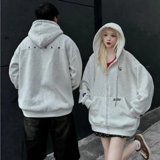 Áo Khoác Nỉ Hoodie Zip Thêu NQ30 AM Form Rộng Nam Nữ Unisex