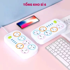 Ổ ĐIỆN ĐA NĂNG, Ổ Cắm Điện Đa Năng (D67) Có Cổng Sạc USB 6 Lỗ Có Công Tắc An Toàn Chịu Tải 2200W - MA:ODIEN8653