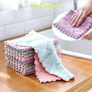 KHĂN LAU 2 MẶT, SET 5 Khăn Lau 2 mặt thấm hút nước đa năng - MA: KHALAU23568