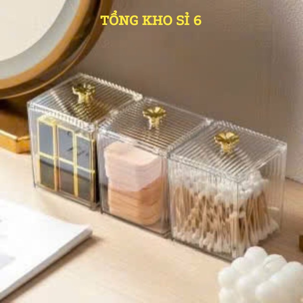 Hộp Trong Suốt Đựng Tăm Bông Đa Năng Đựng Đồ Nhỏ Mỹ Phẩm, HỘP NHỰA ĐA NĂNG TRONG SUỐT - MÃ: HOP045