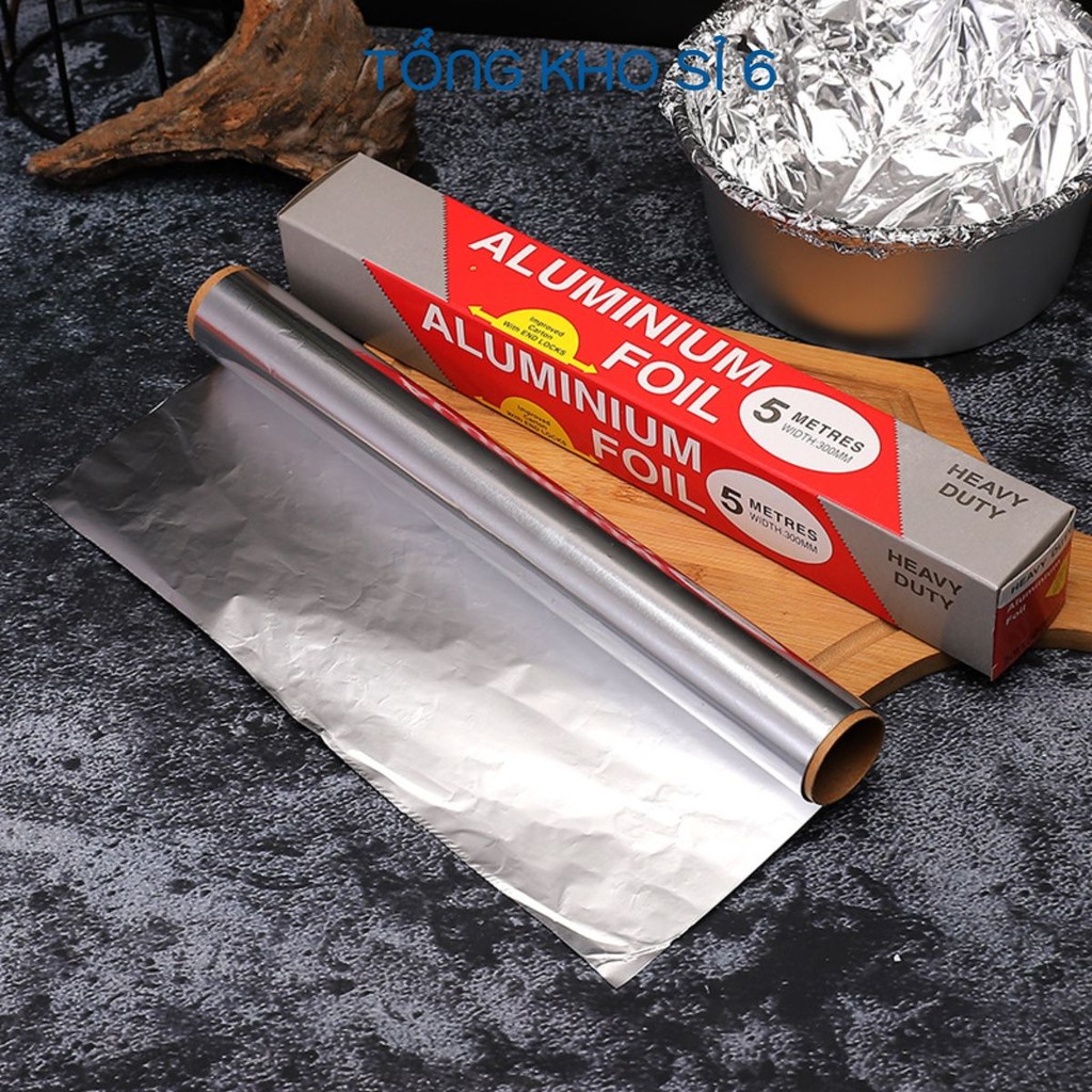Cuộn giấy thiếc nướng dày dùng một lần 5 / 10m , giấy lá nhôm gia dụng chịu nhiệt độ cao, giấy lá thiếc nướng thực phẩm