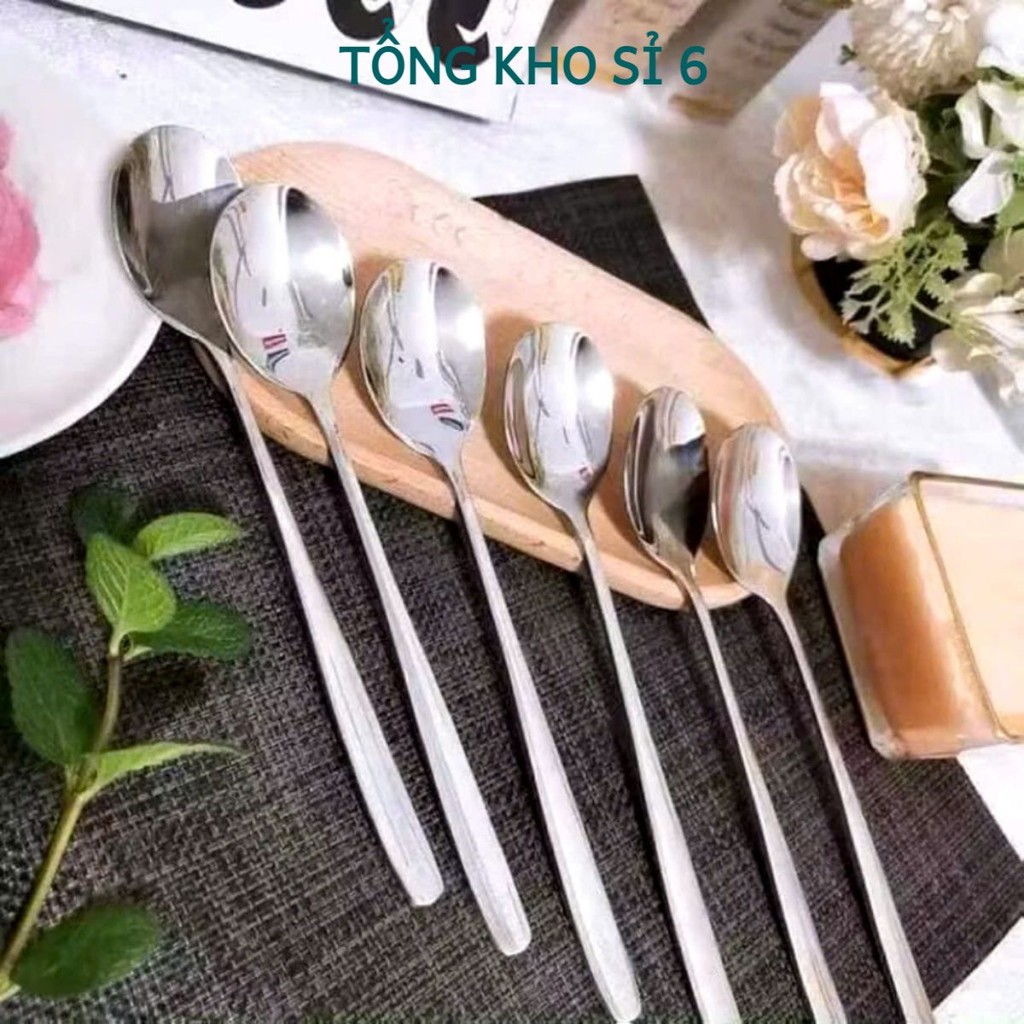 HỘP 6 THÌA MUỖM CÁN DÀI , Hộp 6 Thìa Inox Cán Dài Chất liệu Inox 304 sáng bóng sang trọng: THIACANDAI4