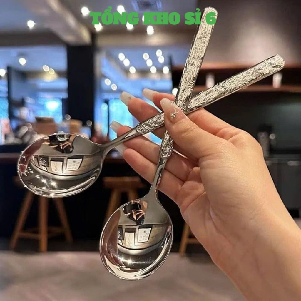 (COMBO 10) Thìa Súp inox, Thìa Ăn Cơm inox xịn cán sần siêu hot hit, THÌA CÁN DÀI TAY CẦM NHÁM , THIAANCOM586