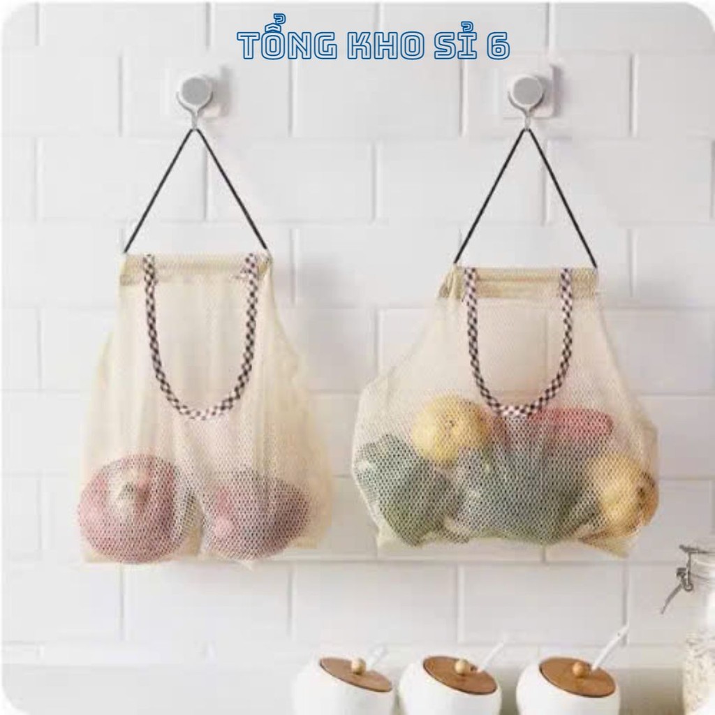 Túi đựng hành tỏi màu Vàng, túi đựng mỹ phẩm treo tường tiện lợi,  TÚI ĐỰNG ĐỒ VẢI LƯỚI TREO TƯỜNG - MÃ: TUITREODO8