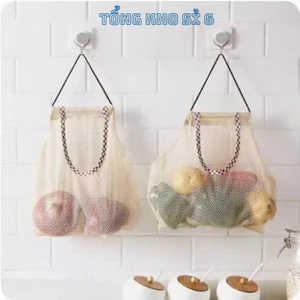Túi đựng hành tỏi màu Vàng, túi đựng mỹ phẩm treo tường tiện lợi, TÚI ĐỰNG ĐỒ VẢI LƯỚI TREO TƯỜNG - MÃ: TUITREODO8