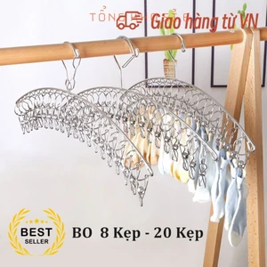 Móc thép không gỉ để treo quần áo trẻ em, khăn tay, tất, đồ lót - MÓC TREO ĐỒ 10 KẸP ĐA NĂNG