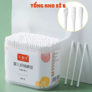 Hộp 400 tăm bông ngoáy tai 2 đầu cho bé, TĂM BÔNG SIÊU MỀM - MÃ: TAMBONG476
