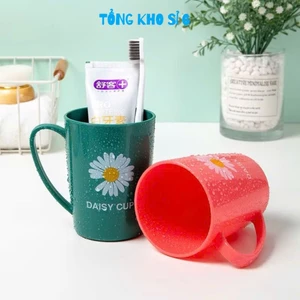 Cốc Hoa Cúc Uống Nước Đánh Răng In Hình Hoa Nhựa Bóng Cao Cấp An Toàn, CỐC NHỰA - MÃ: COC781