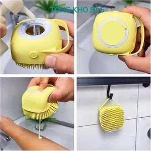 Bông tắm silicon có ngăn đựng xà bông hình vuông, BÔNG TẮM TẠO BỌT SILICON - MÃ: BONGTAMSILICON73