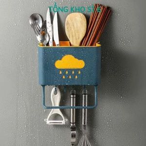 Kệ Đựng Đũa, Muỗng, Nĩa Dán Tường Nhà Bếp, GIỎ HỘP ĐỰNG ĐŨA CÓ MÓC TREO - MÃ: GIODUNGDUA5