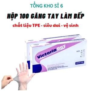 GĂNG TAY LÀM BẾP GĂNG VIC L, Hộp 100 Găng Tay Siêu Dai Nấu Ăn Victoria Bay - MA: GANGTAYLAMBEP