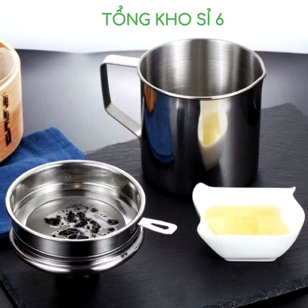 CA LỌC DẦU ĂN,  Ca Lọc Dầu Ăn Inox 304 Có Lưới Lọc Dầu Cực Trong Không Để Lại Cặn - MA: CALOCDAUAN