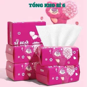 Khăn lau dùng 1 lần Gấu Dâu Rose Bear lau khô,lau ướt, KHĂN MẶT KHÔ GẤU DÂU - MÃ: KHANKHODANANG54