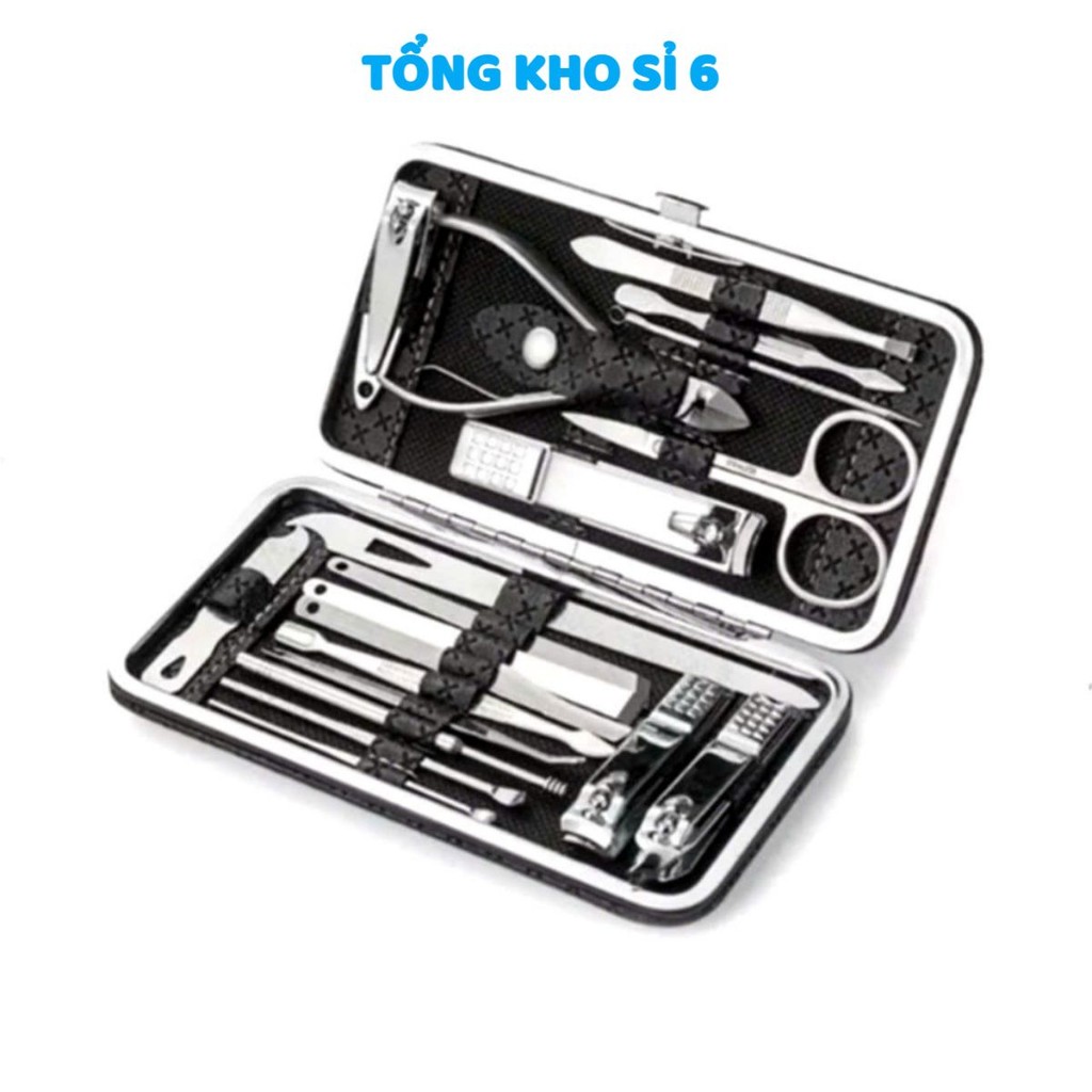 BỘ BẤM MÓNG 19 CHI TIẾT SIZE VỪA, Bộ Dụng Cụ Cắt Móng Tay 19 Món Bằng Thép Không Gỉ - Bộ Bấm Móng Tay Cao Cấp-MA:96