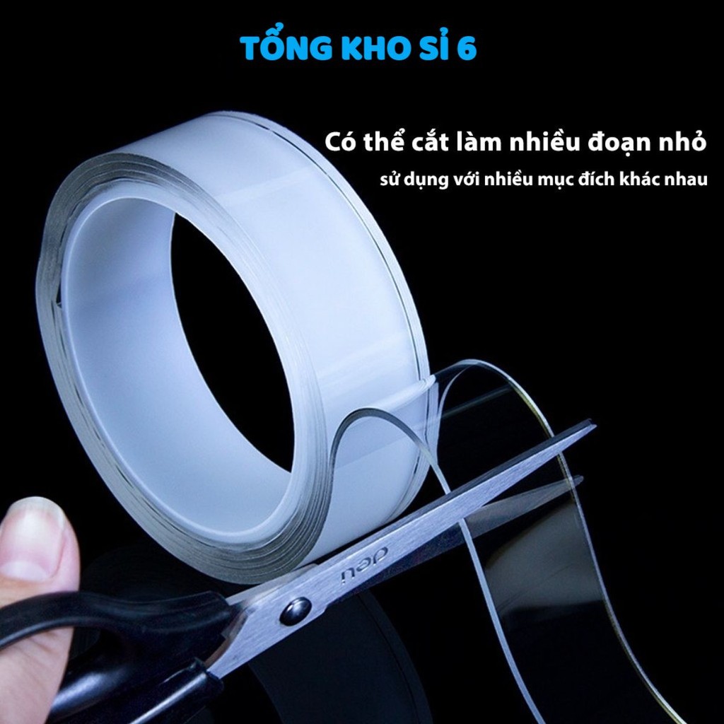 Băng Dính 2 Mặt Siêu Dính Băng Keo Nano Trong Suốt 3cm*3m Dán Tường Dính Mọi Bề Mặt Tiện Lợi - BANGDINH561
