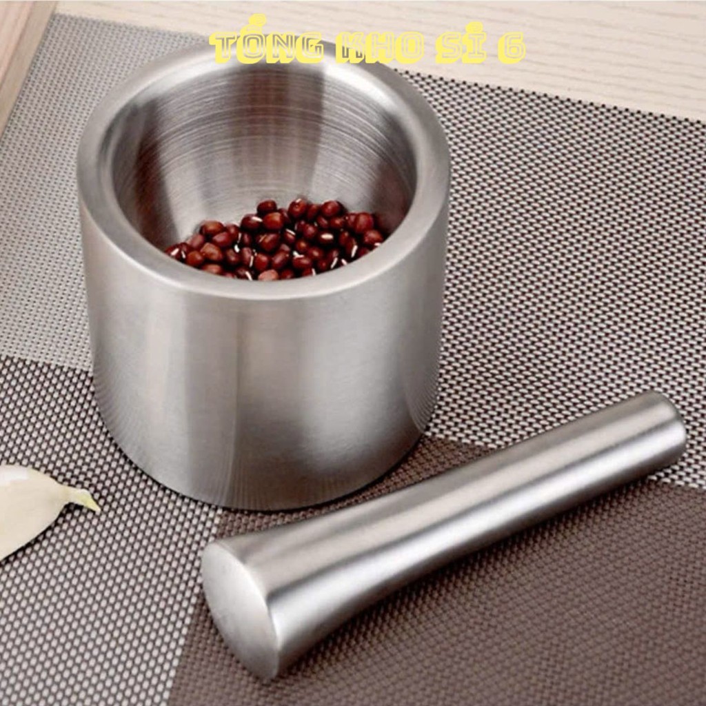 Bộ Cối Chày, Chày Cối Bằng Inox Cầm Tay Siêu Tiện Lợi,  SET CỐI CHÀY BẰNG INOX - MÃ: CHAYCOI235