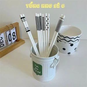 5 ĐÔI ĐŨA TRẮNG HỌA TIẾT TRÊN ĐẦU ĐŨA - Set 5 Đôi Đũa Gốm Sứ Chống Trượt Cao Cấp Nhật Bản đũa ăn cơm