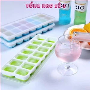 Khay làm đá chất liệu Silicon 14 viên có nắp đậy, Khuôn làm kem làm thạch hoa quả tiện lợi bền bỉ, KHAY LÀM ĐÁ: KHAYDA