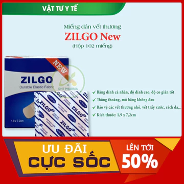 Băng Gâu ZILGO ,Miếng Dán Vết Thương, Băng Cá Nhân Urgo, Băng Y Tế Sơ Cứu Vết Thương (hộp 102 miếng)