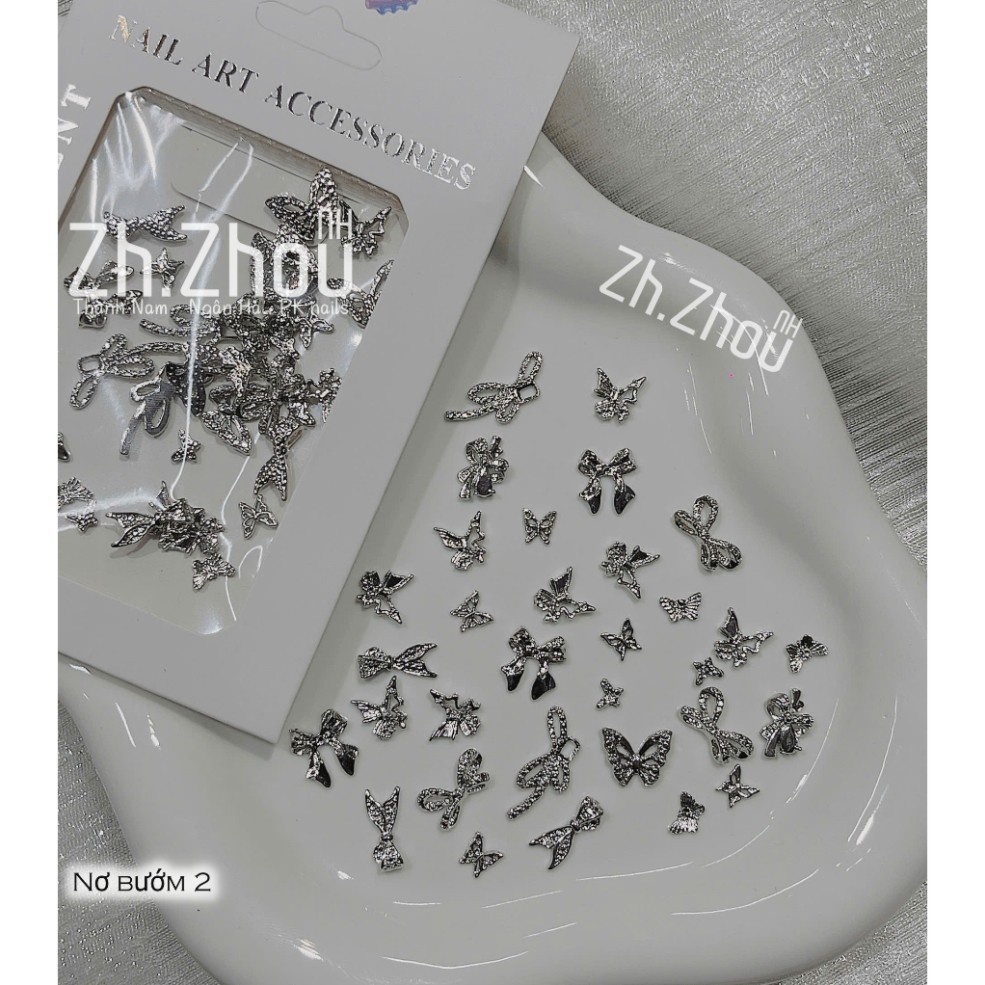 Set charm bướm bạc ,charm bạc cao cấp, charm bướm mini , charm nơ mini , charm nơ nhựa