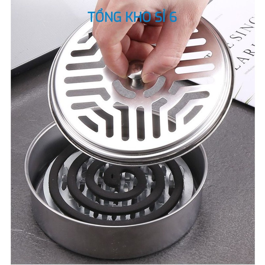 KHAY ĐỰNG NHANG MUỖI [Giá Xưởng] Hộp đựng nhang muỗi inox có nắp đậy,khay nhang muỗi thép không gỉ để nhang muỗi
