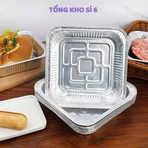 KHUÔN GIẤY BẠC CHỮ NHẬT 410ML, SET 10 Khay Giấy Bạc Lót Nồi Chiên Không Dầu Chữ NhậT 410ML,Dày Cứng: GIAYBAC