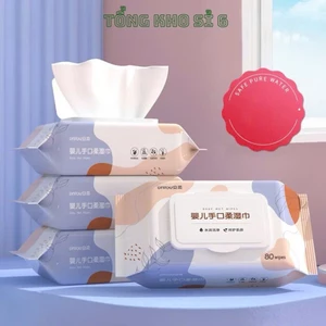 Bịch 60 Tờ Khăn Giấy Ướt 3 Lớp Không Cồn An Toàn Cho Da, KHĂN ƯỚT LAU MẶT CHO MẸ & BÉ - MÃ: KHANGIAYUOT587