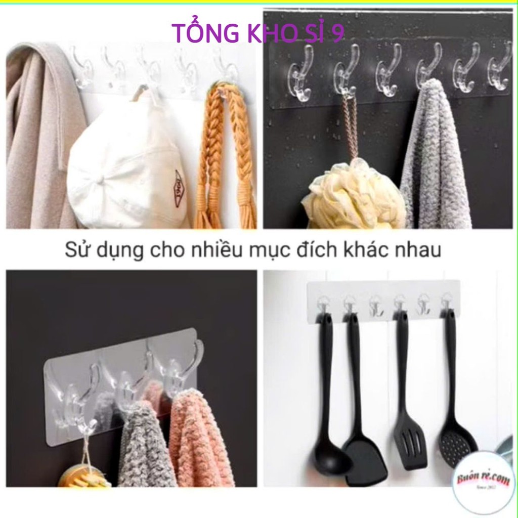 [COMBO 10]THANH NHỰA 6 MÓC DÁN TƯỜNG CHỊU LỰC, Móc Dán Tường 6 Móc Thanh Dài Nhựa Trong - MA: MOCDANTUONG79