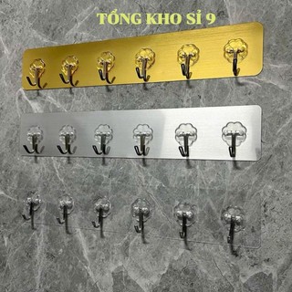 THANH 6 MÓC TREO TƯỜNG INOX,  Thanh Kim Loại Dán Tường 6 Móc Treo Đồ - MA: MOCTREODO