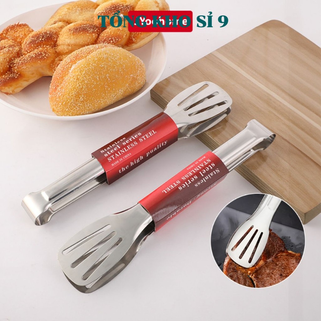 (COMBO 5) Kẹp Gắp Thức Ăn, Kẹp Thức Ăn Inox Dài 24cm 28cm, Kẹp Đồ Ăn Cao Cấp Bền Đẹp Cán Dài Có Cách Nhiệt Đồ Nhà Bếp