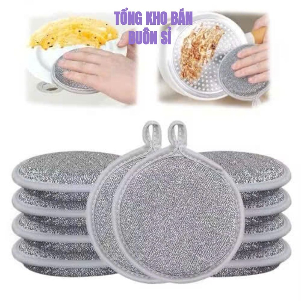 SET 3 MIẾNG CỌ RỬA BÁT, XOONG, Sợi Kim Loạ, Miếng Bọt Biển Cọ Rửa Xoong - MA: CỎRUABAT3608