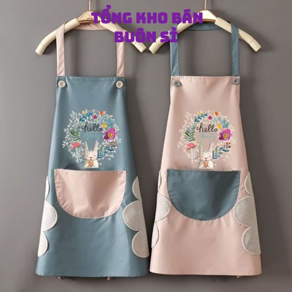TẠP DỀ NẤU ĂN, PHA CHẾ HÌNH HOA THỎ - Tạp Dề Hoa Thỏ Có Khăn Lau Tay Đa Năng Có Chỗ Để Điện Thoại Tiện Dụng - TAPDE3