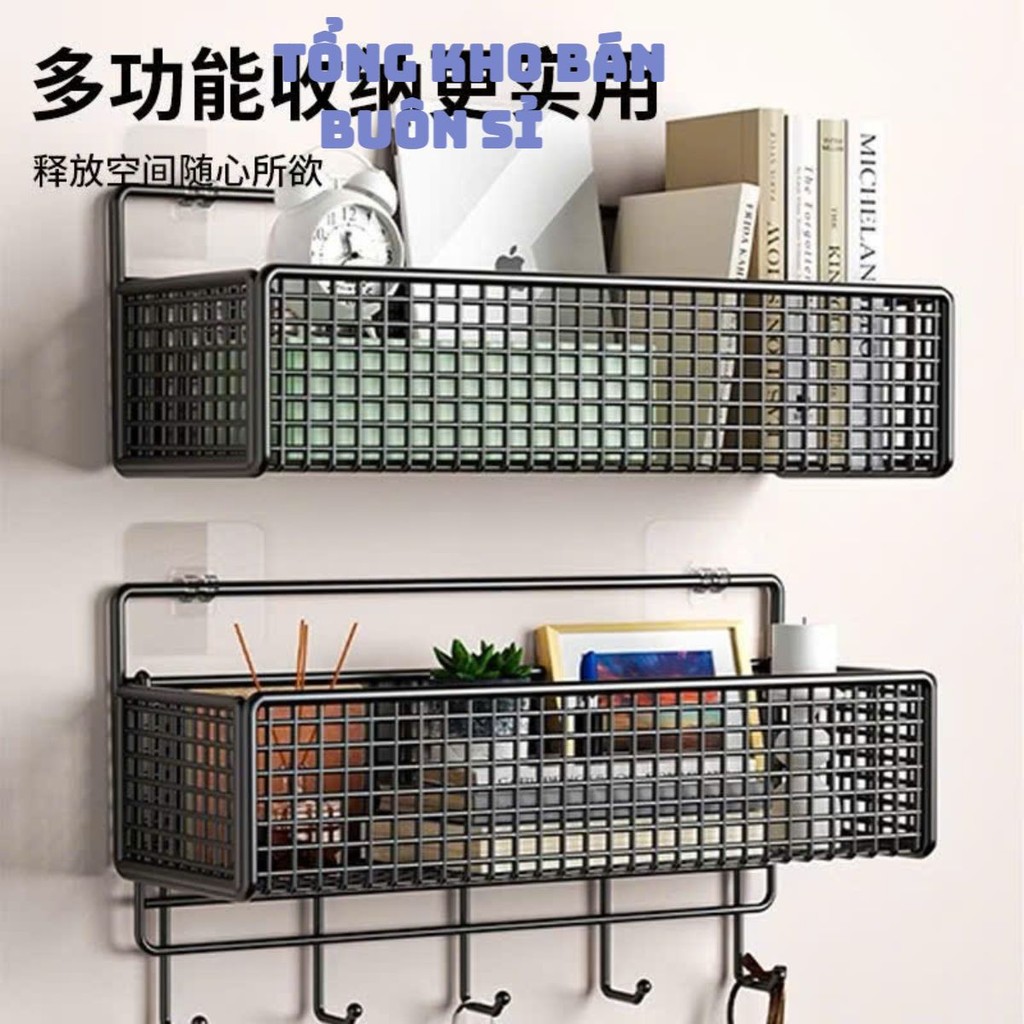 KỆ TREO TƯỜNG NHÀ TẮM, DÁN TƯỜNG Kệ Treo Đồ Đa Năng Hình Chữ Nhật Cao Cấp Không Rỉ Siêu Chắc Kèm miếng dán đôi-MA:KETREO