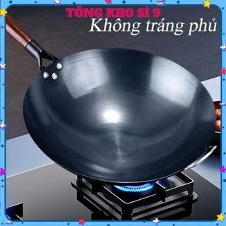 CHẢO XÀO SIZE 32 , Chảo Thép chống dính Chiên Xào,Chảo thép tôi sẵn kháng rỉ,Chảo Chống Dính Cán Gỗ Sồi Cao Cấp: CHÃOXAO