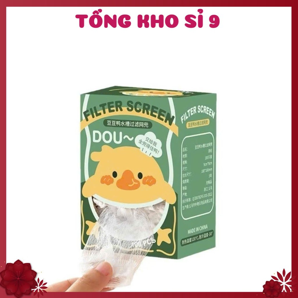 Combo 100 Túi Lưới Lọc Rác Con Vịt Cho Bồn Rửa Chén Bát, TÚI LỌC RÁC HỘP VỊT VÀNG - MÃ: TUILOC935