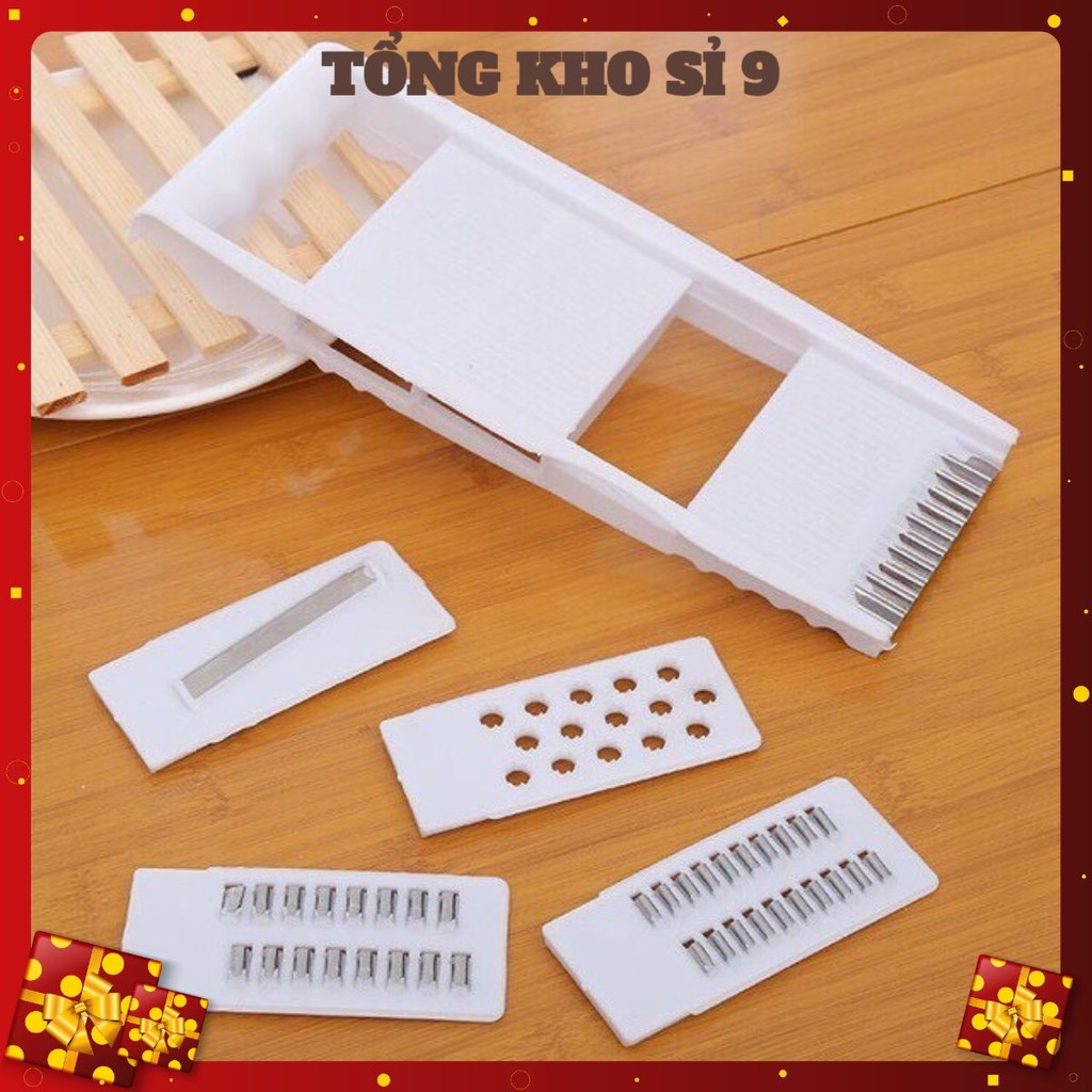 Dụng cụ bào, nạo, thái sợi rau củ quả 5 lưỡi dao đa năng, bộ dụng cụ bào gọt sơ chế rau củ quả 5 in 1 tiện dụng