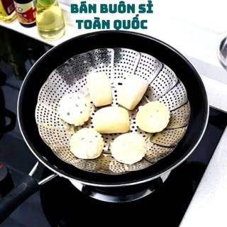 VỈ HẤP ĐỒ XÔI INOX SIZE 26,  Khay Vỉ Hấp Vỉ Rổ Hấp Tròn Inox Xếp Gọn Tiện Lợi Inox Chống Rỉ Đường Kính 26cm: VIHAP