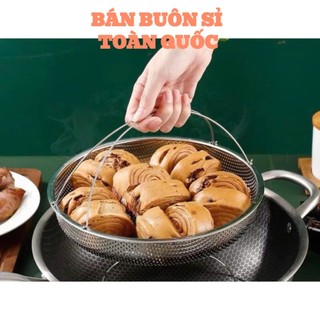 Vỉ Hấp Inox 304 Kèm Đế Tháo Rời Có Tay Cầm Chống, Rổ Hấp Bằng Thép Không Gỉ,  KHAY HẤP ĐỒ ĂN - MÃ: KHAYHAPDO75