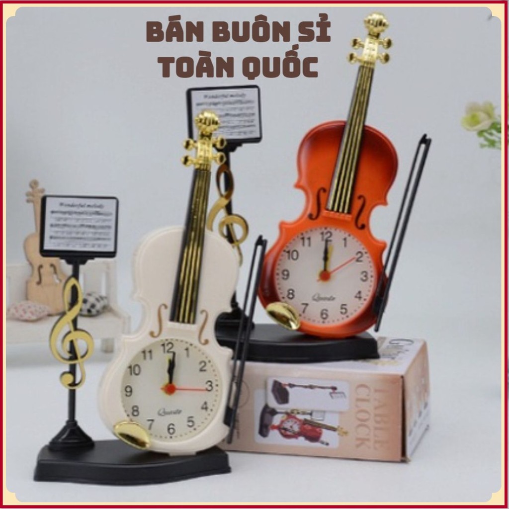 Đồng Hồ Decor 🌺𝐁𝐀𝐍𝐁𝐔𝐎𝐍𝐒𝐈𝐓𝐎𝐀𝐍𝐐𝐔𝐎𝐂🌺 Đồng Hồ Báo Thức Để Bàn Hình Dáng Cây Đàn Violin Cổ Điển Sang Chảnh