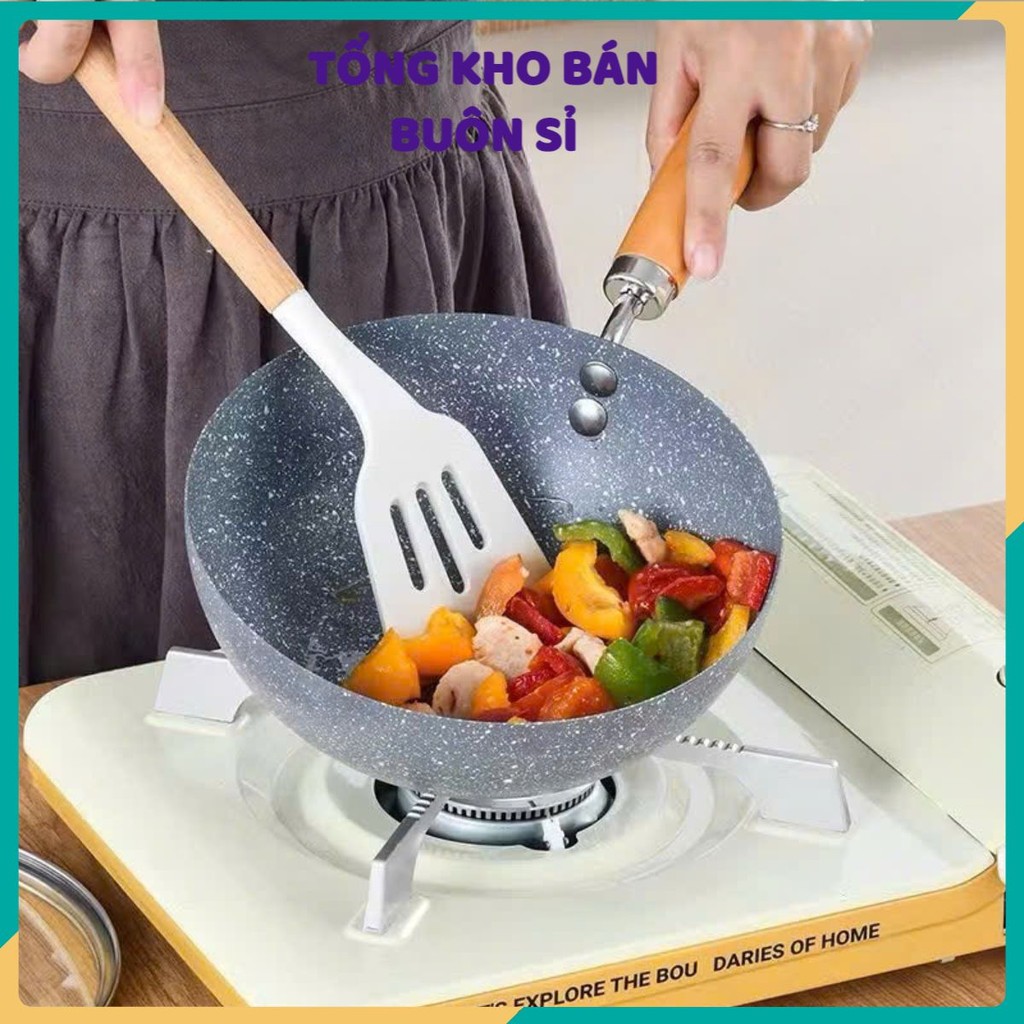 Chảo chống dính sâu lòng Vân Đá dùng mọi loại bếp Cao Cấp Tiện Dụng, CHẢO NHẬT VÂN ĐÁ - MÃ: CHAO024