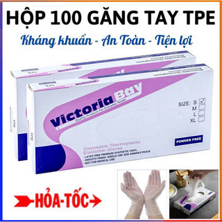 Găng Tay Nấu Ăn Siêu Dai Victoria Bay hộp 100 , Chất Liệu TPE Không Mùi, Găng Tay Siêu Dai