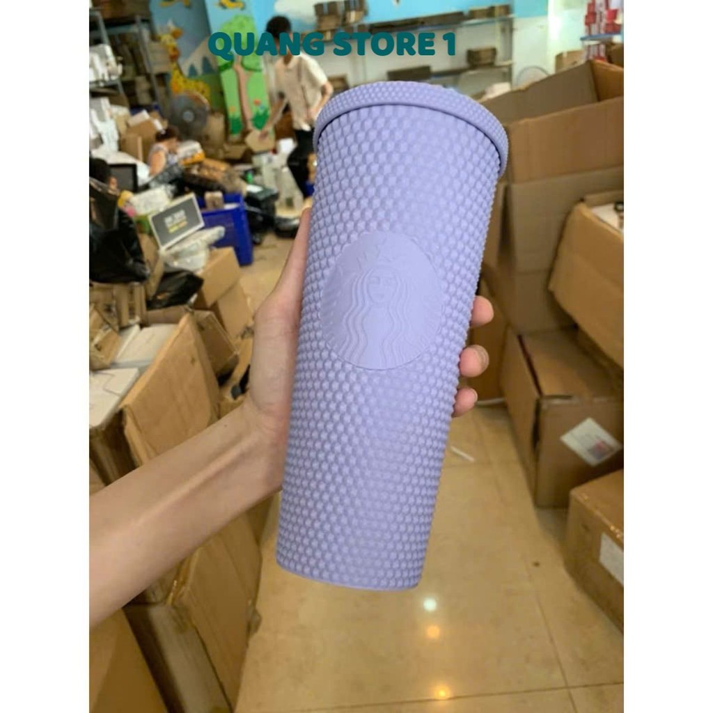 Ly Starbucks SƠN LÌ nhiều màu, bình nước, cốc nước kèm nắp và ống hút cao cấp