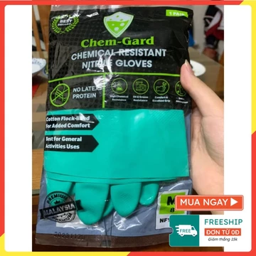 [SIÊU BỀN] Set 5 Đôi Găng tay cao su nitrile Chem Gard các size, găng tay cao su Malaysia, găng tay chống hóa chất