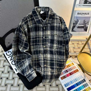 Áo kẻ sơ mi nam nữ thời trang flanel chất vải cotton dạ dày dặn phom rộng