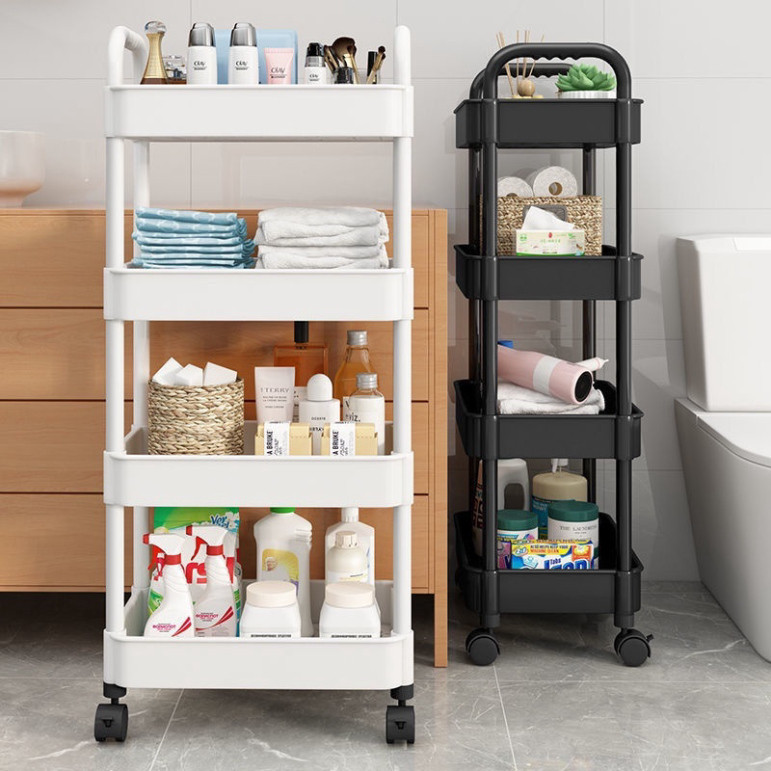 Kệ Đa Năng 4 Tầng Có Bánh Xe Di Chuyển Đựng Đồ Nhà Bếp, Nhà Tắm, Kệ Spa Hàng Loại 1 Dày Dặn Cứng Cáp